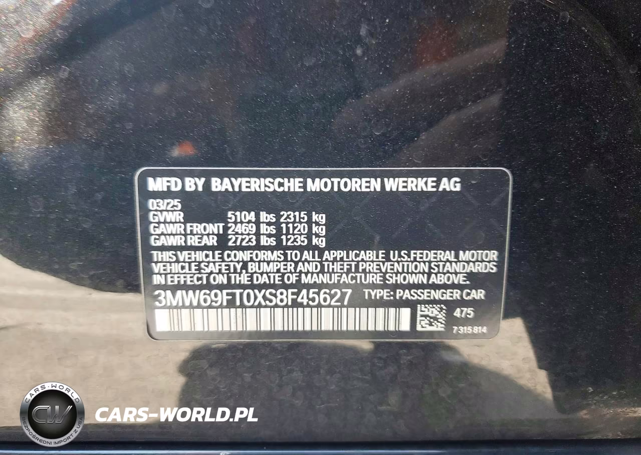 2025 BMW M340Xi VIN:3MW69FT0XS8F45627 - 12