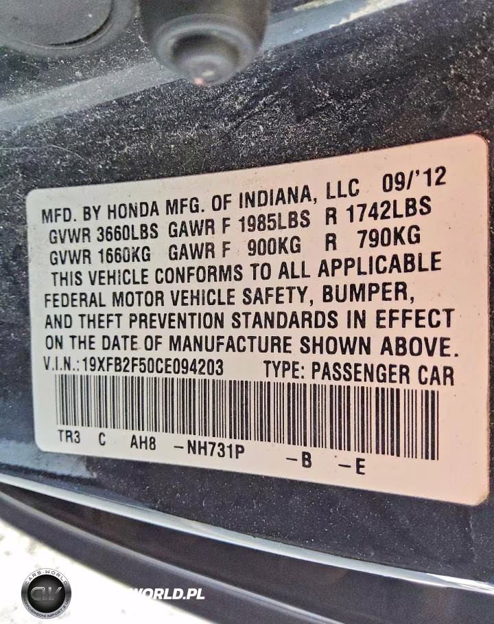 2012 Honda Civic Lx VIN:19XFB2F50CE094203 - 13
