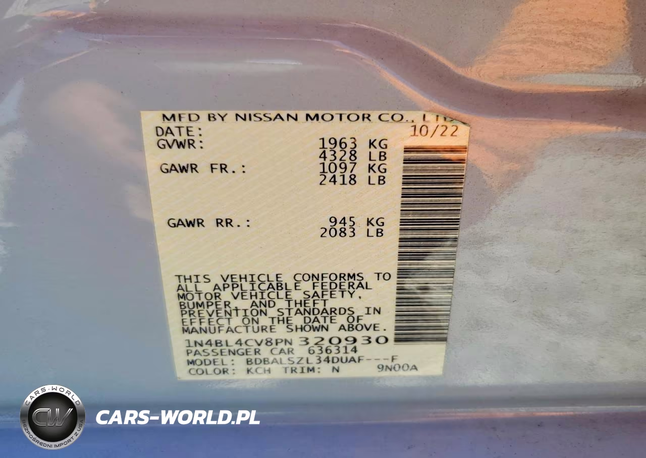 2023 Nissan Altima Sr VIN:1N4BL4CV8PN320930 - 12