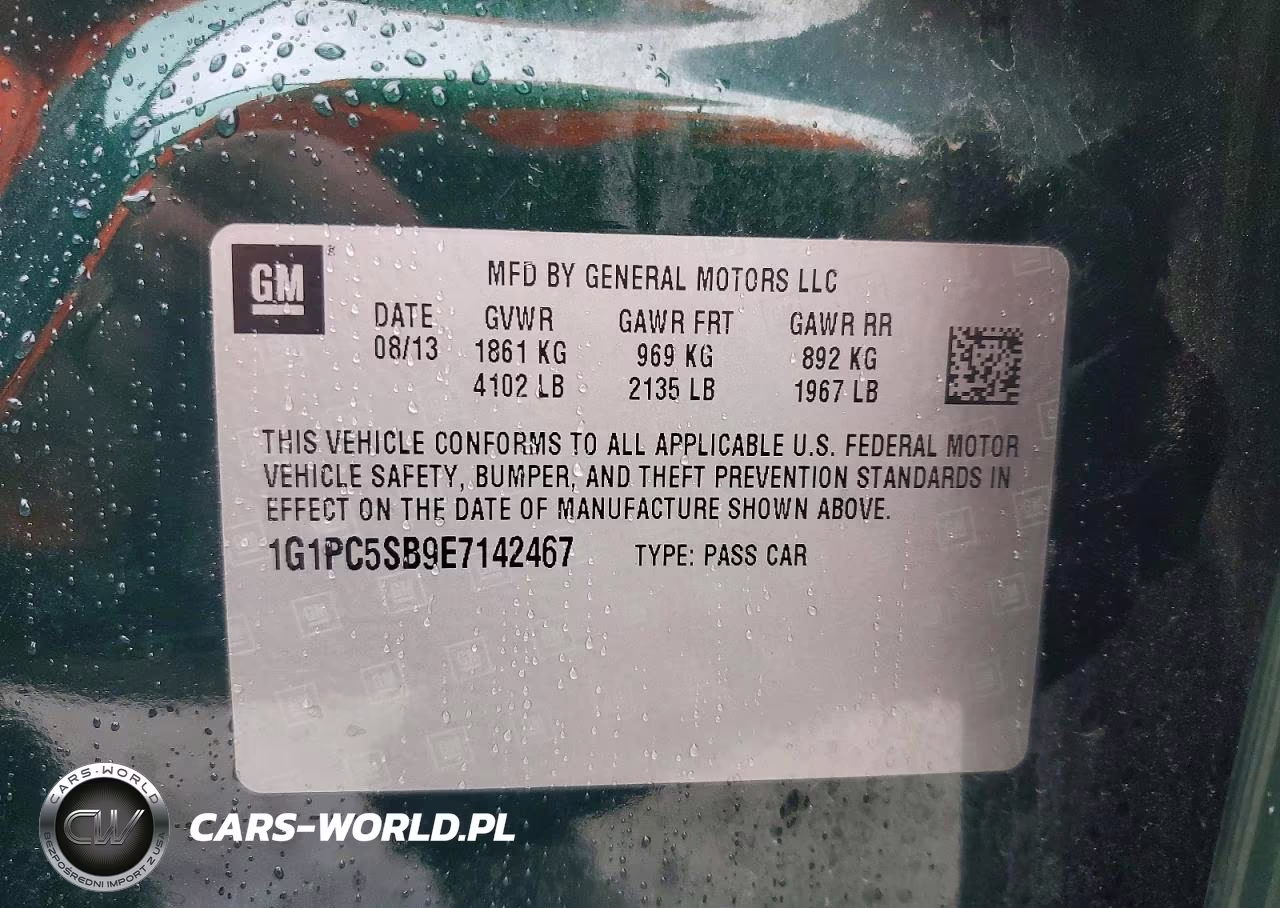 2014 Chevrolet Cruze Lt VIN:1G1PC5SB9E7142467 - 13
