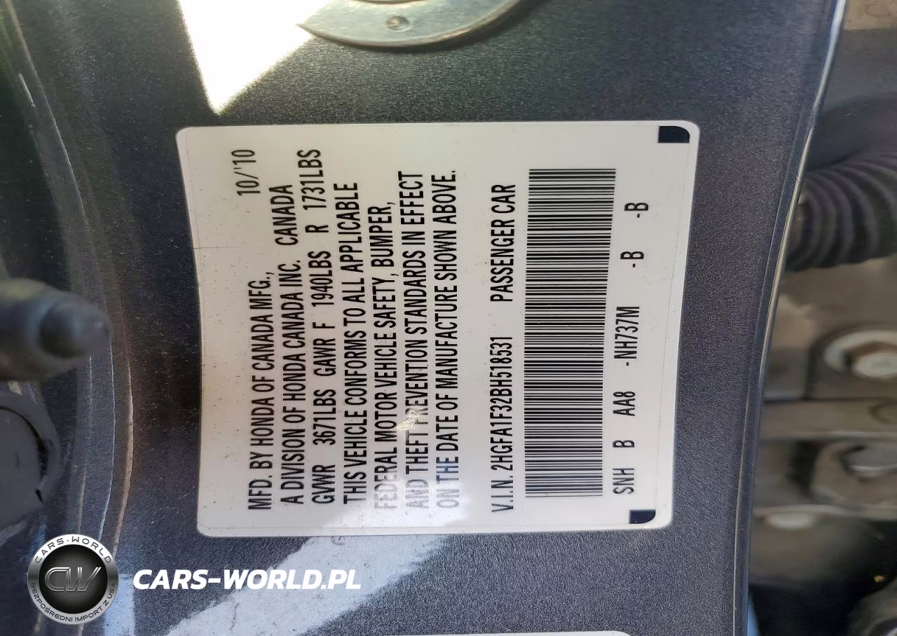 2011 Honda Civic Vp VIN:2HGFA1F32BH518531 - 12