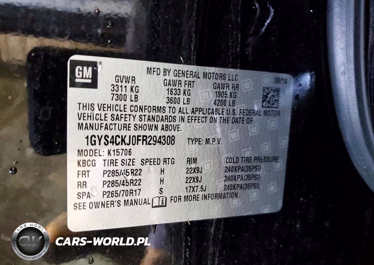 CADILLAC ESCALADE P VIN:1GYS4CKJ0FR294308 - 14