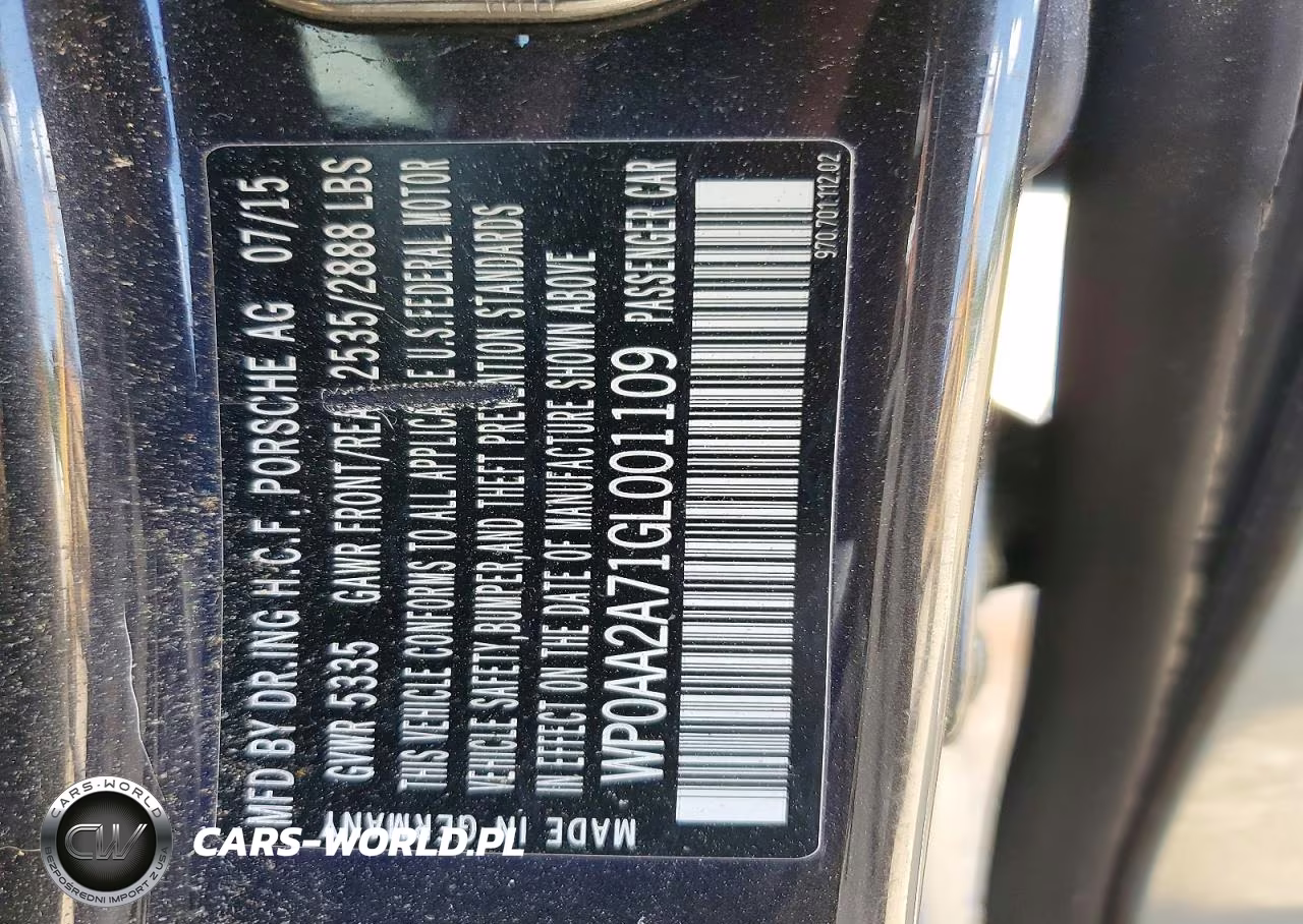 2016 Porsche Panamera 2 VIN:WP0AA2A71GL001109 - 12
