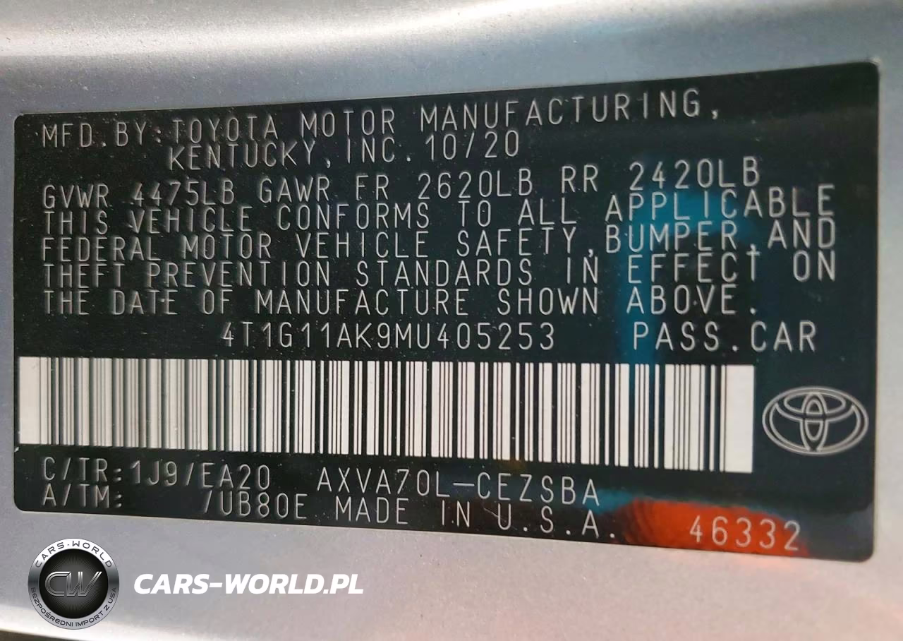2021 Toyota Camry Se VIN:4T1G11AK9MU405253 - 12