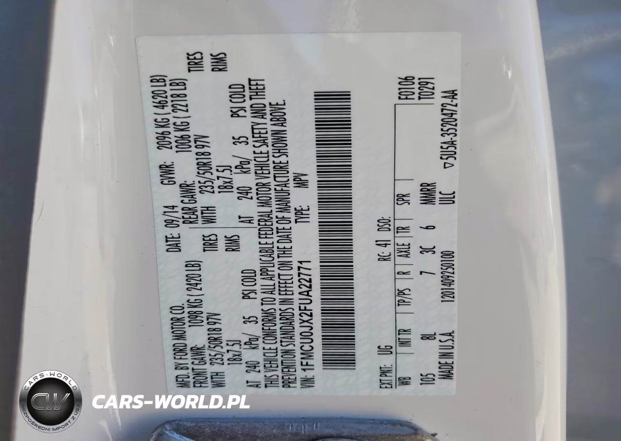 2015 Ford Escape Titanium VIN:1FMCU0JX2FUA22771 - 13