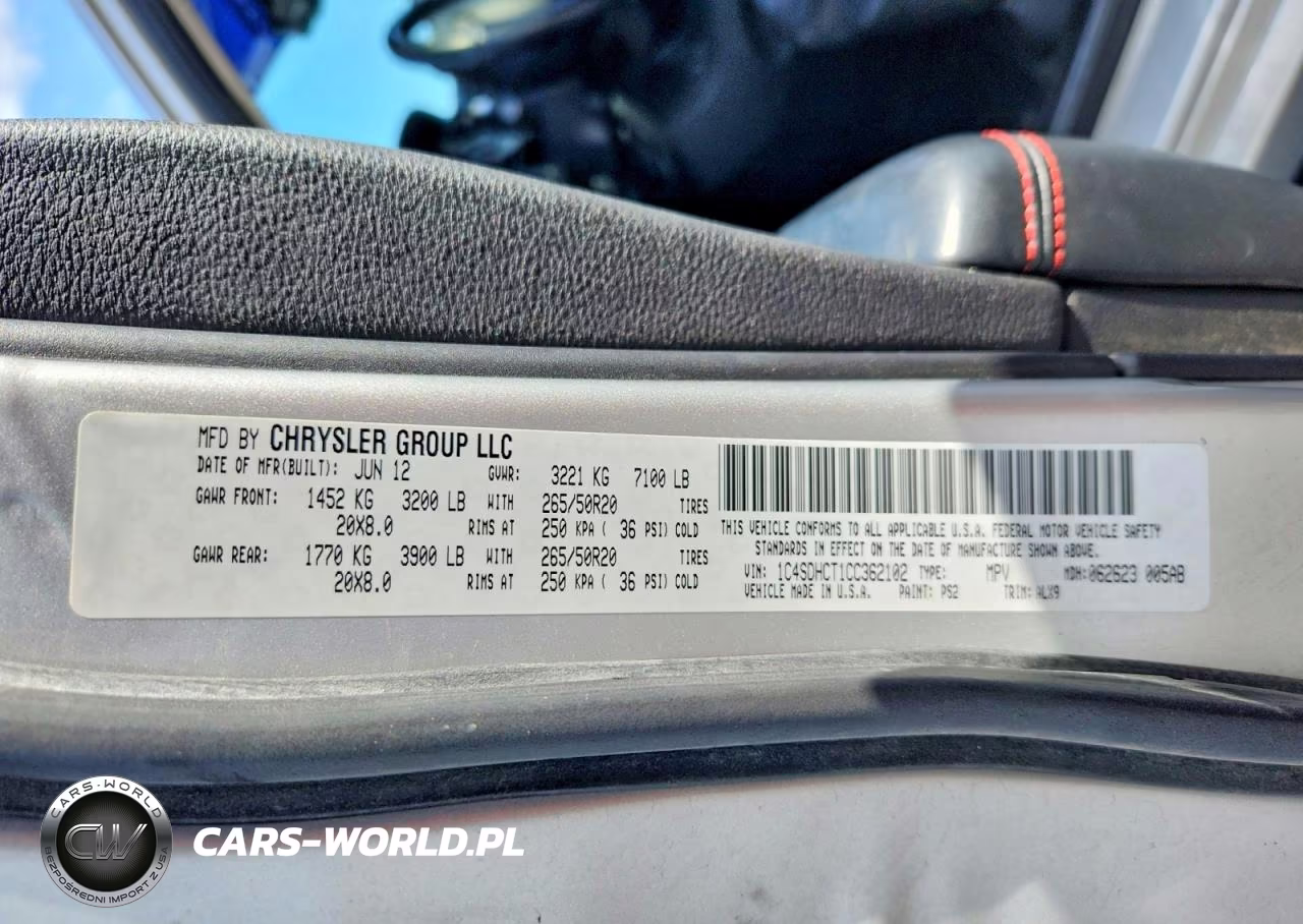2012 Dodge Durango R VIN:1C4SDHCT1CC362102 - 13