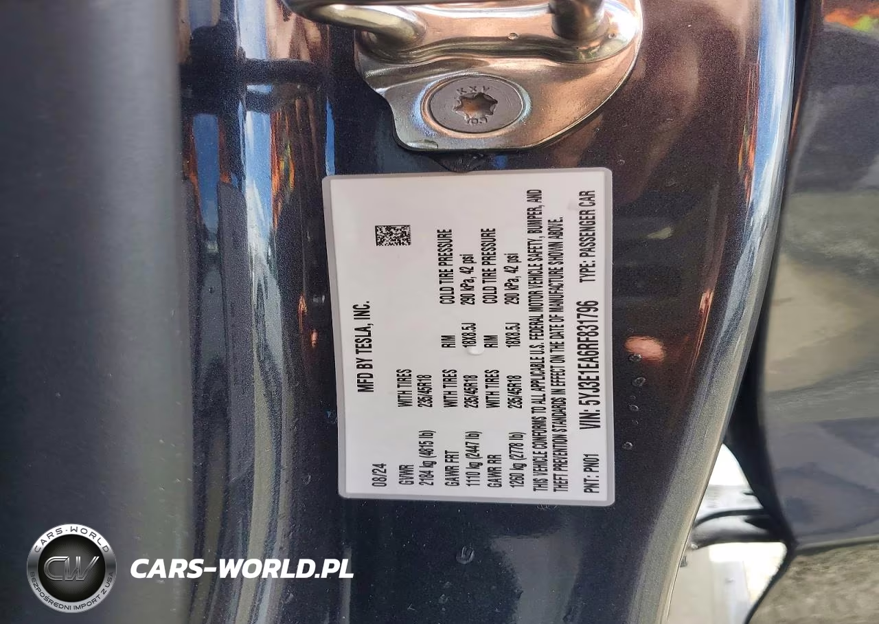 2024 Tesla Model 3 VIN:5YJ3E1EA6RF831796 - 12