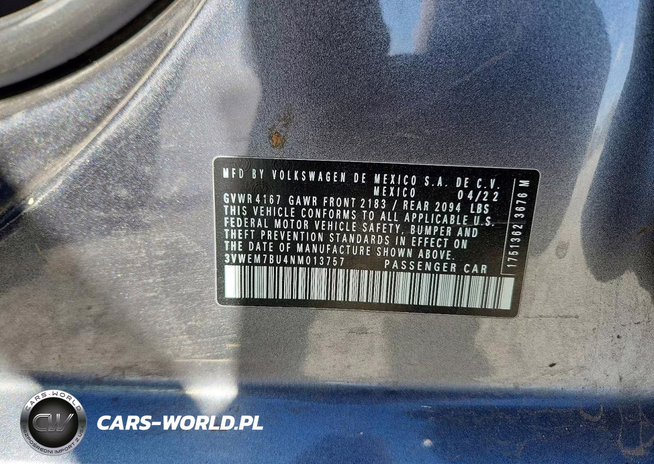 2022 Volkswagen Jetta Se VIN:3VWEM7BU4NM013757 - 13