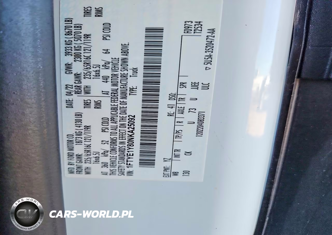 2022 Ford Transit T-150 VIN:1FTYE1Y80NKA25092 - 13
