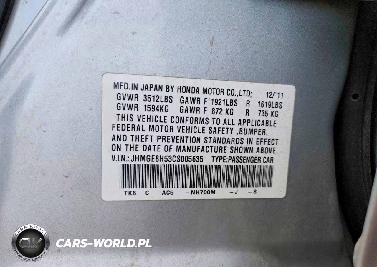 2012 Honda Fit Sport VIN:JHMGE8H53CS005635 - 13