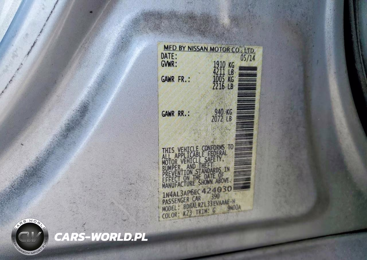 2014 Nissan Altima 2.5 S VIN:1N4AL3AP6EC424030 - 12