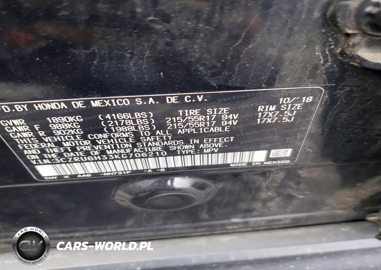 2019 Honda Hr-V Lx VIN:3CZRU6H33KG706210 - 14