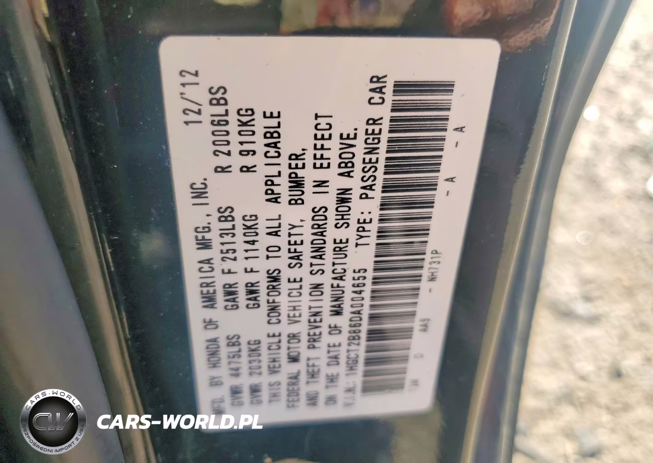 2013 Honda Accord Exl VIN:1HGCT2B86DA004655 - 12