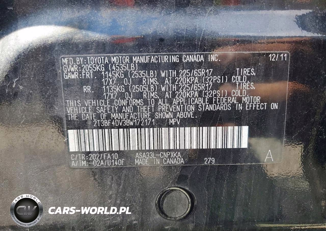 2011 Toyota Rav4 Base VIN:2T3BF4DV3BW172171 - 14