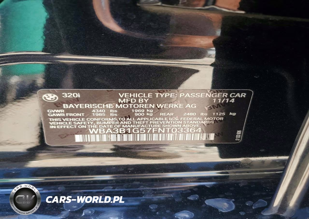 2015 BMW 320 I VIN:WBA3B1G57FNT03364 - 12
