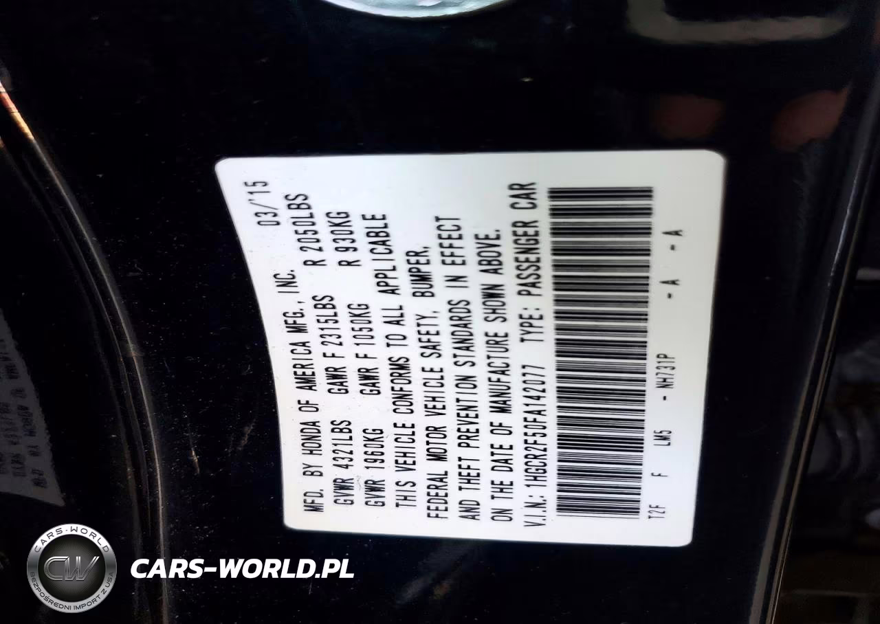 2015 Honda Accord Sport VIN:1HGCR2F50FA142077 - 12