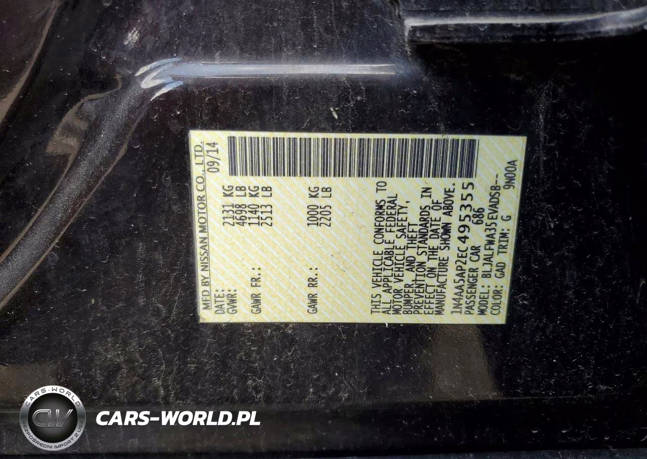 2014 Nissan Maxima 3.5 S VIN:1N4AA5AP2EC495355 - 12