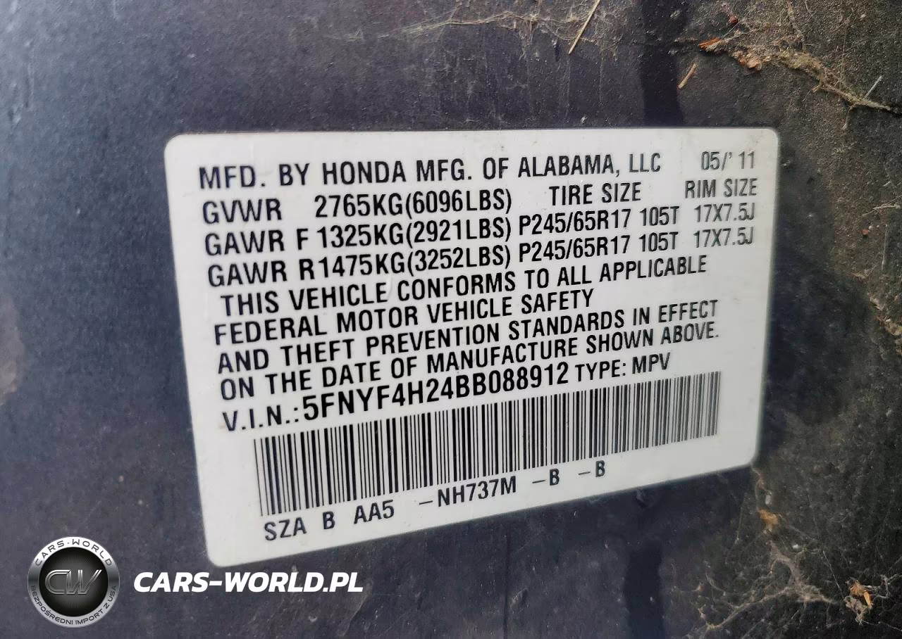 2011 Honda Pilot Lx VIN:5FNYF4H24BB088912 - 13