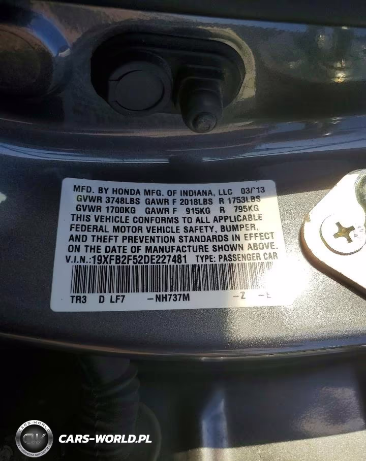 2013 Honda Civic Lx VIN:19XFB2F52DE227481 - 12