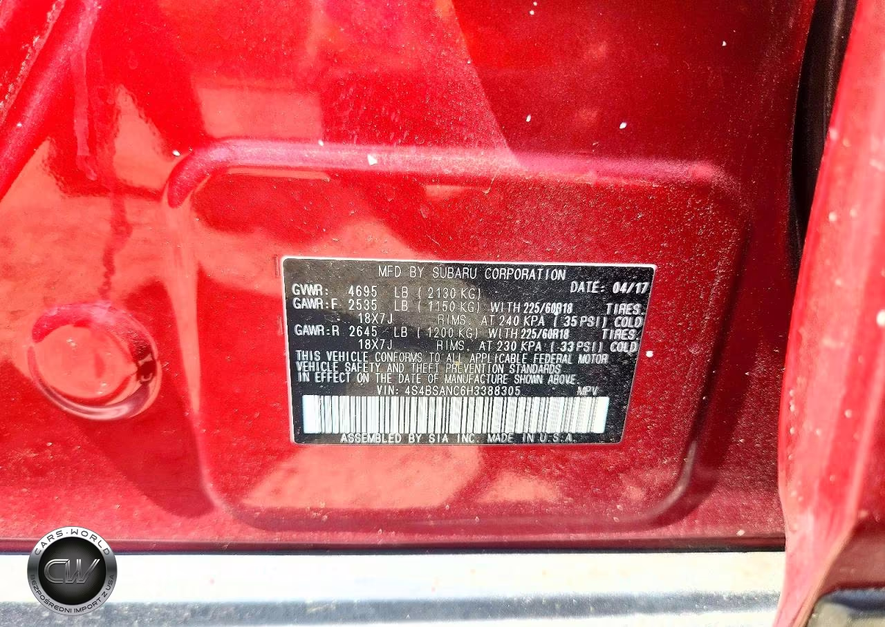 2017 Subaru Outback 2.5I Limited VIN:4S4BSANC6H3388305 - 13