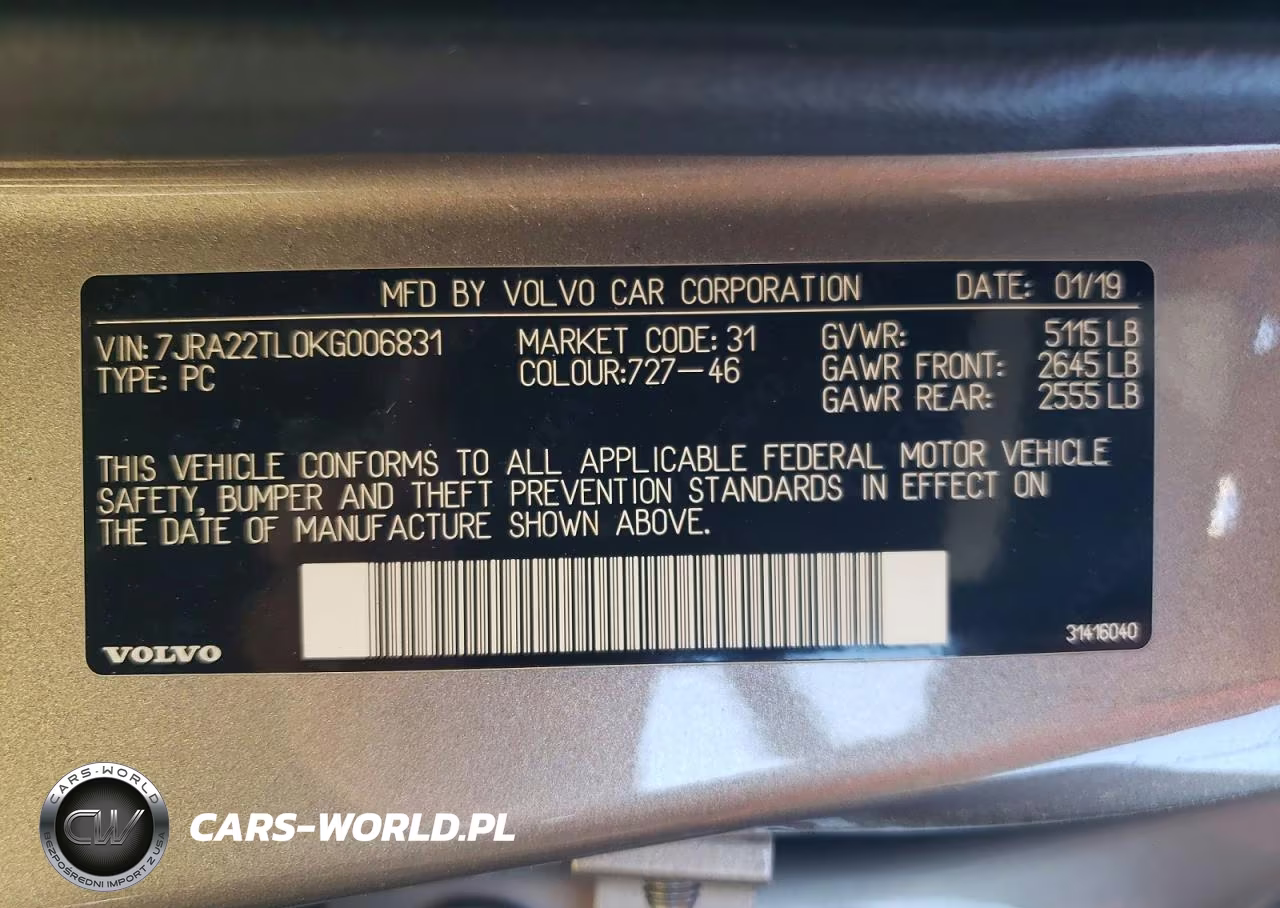 2019 Volvo S60 T6 Inscription VIN:7JRA22TL0KG006831 - 12