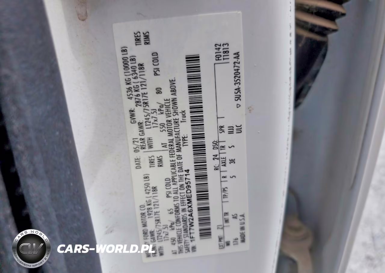 2021 Ford F250 Super Duty VIN:1FT7W2A6XMED95714 - 12