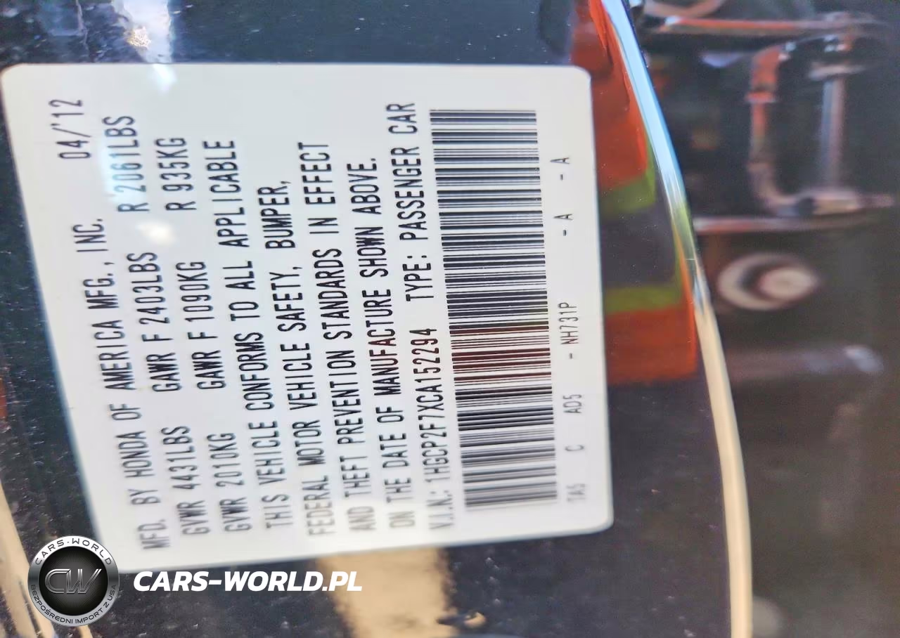 2012 Honda Accord Ex VIN:1HGCP2F7XCA152294 - 12
