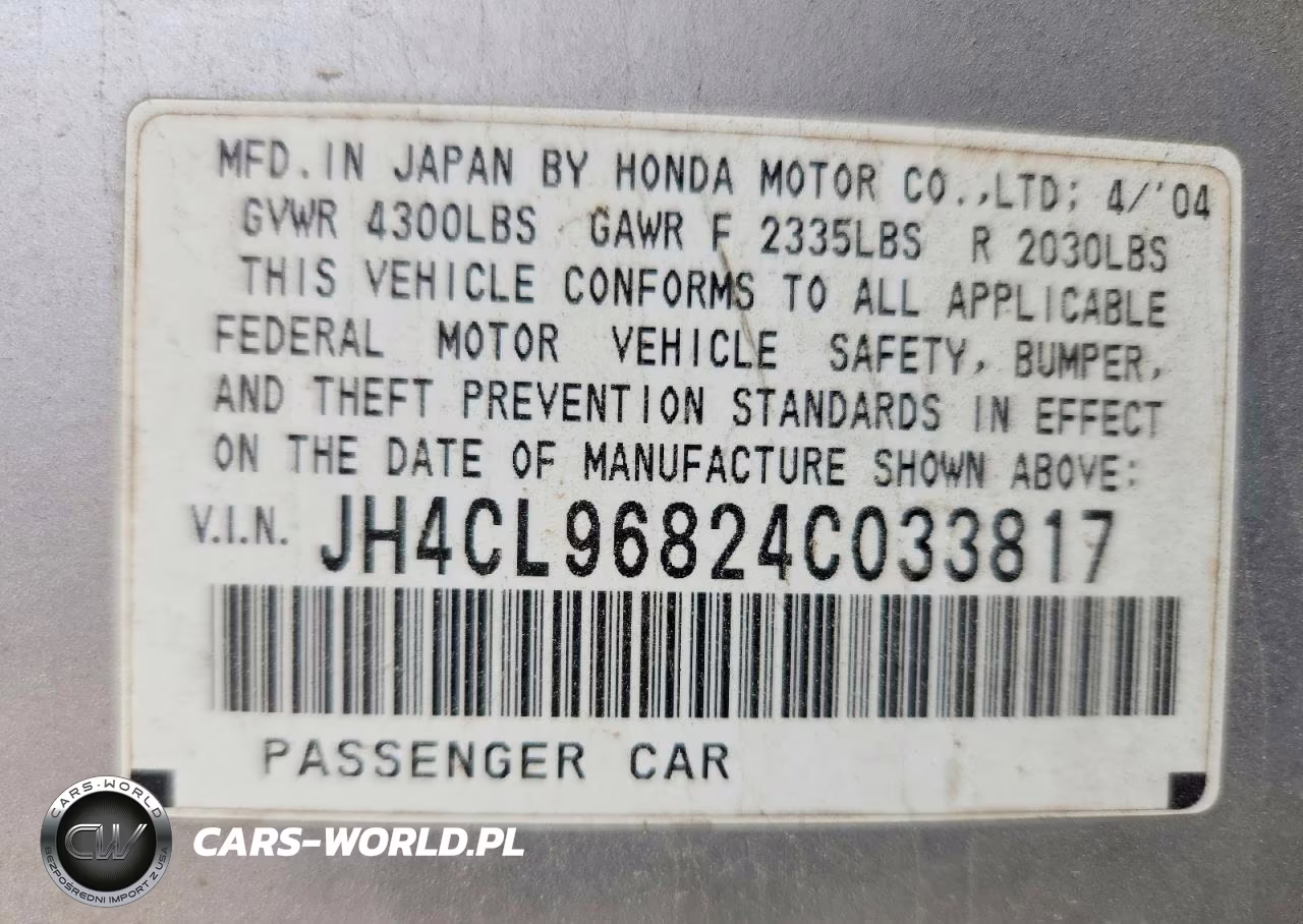 2004 Acura Tsx VIN:JH4CL96824C033817 - 13