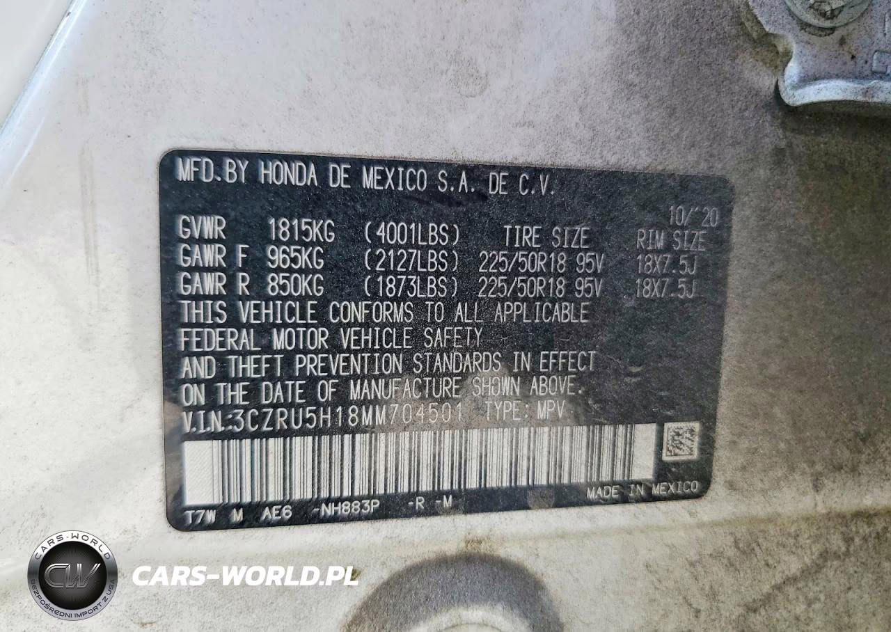 2021 Honda Hr-V Sport VIN:3CZRU5H18MM704501 - 12