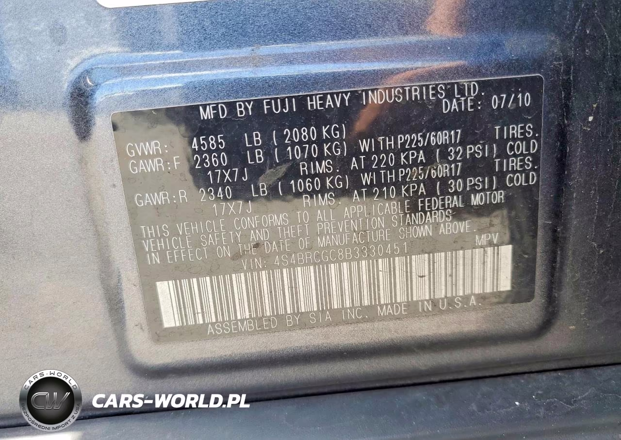2011 Subaru Outback 2.5I Premium VIN:4S4BRCGC8B3330451 - 13