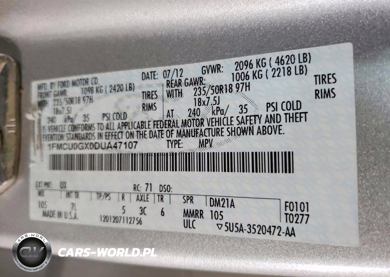 2013 Ford Escape Se VIN:1FMCU0GX0DUA47107 - 12