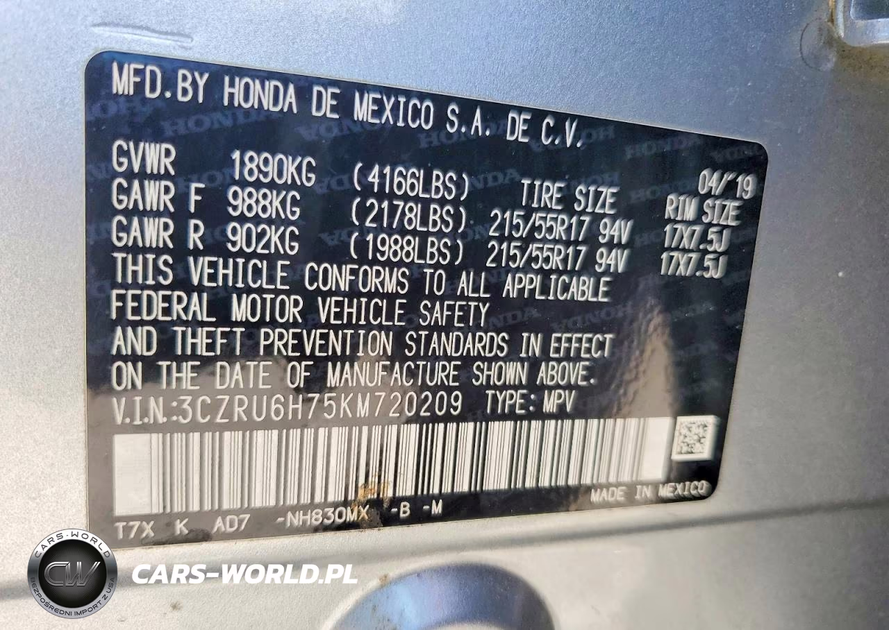 2019 Honda Hr-V Exl VIN:3CZRU6H75KM720209 - 13