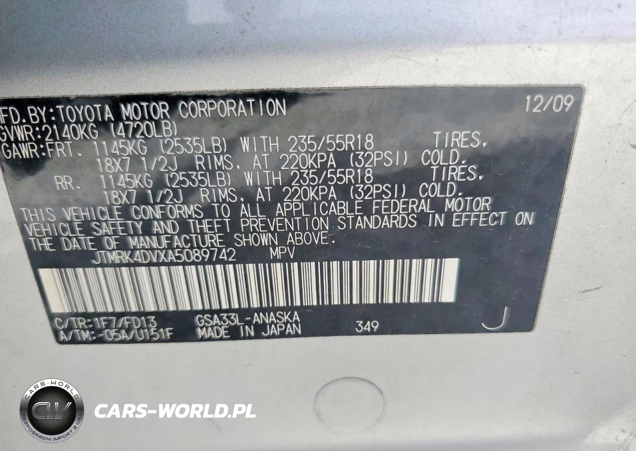 2010 Toyota Rav4 Sport VIN:JTMRK4DVXA5089742 - 13