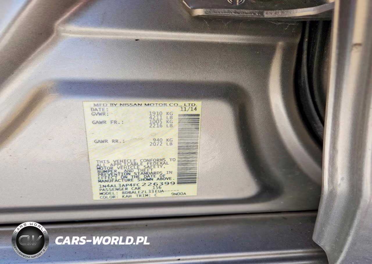 2015 Nissan Altima 2.5 S VIN:1N4AL3AP4FC226399 - 12