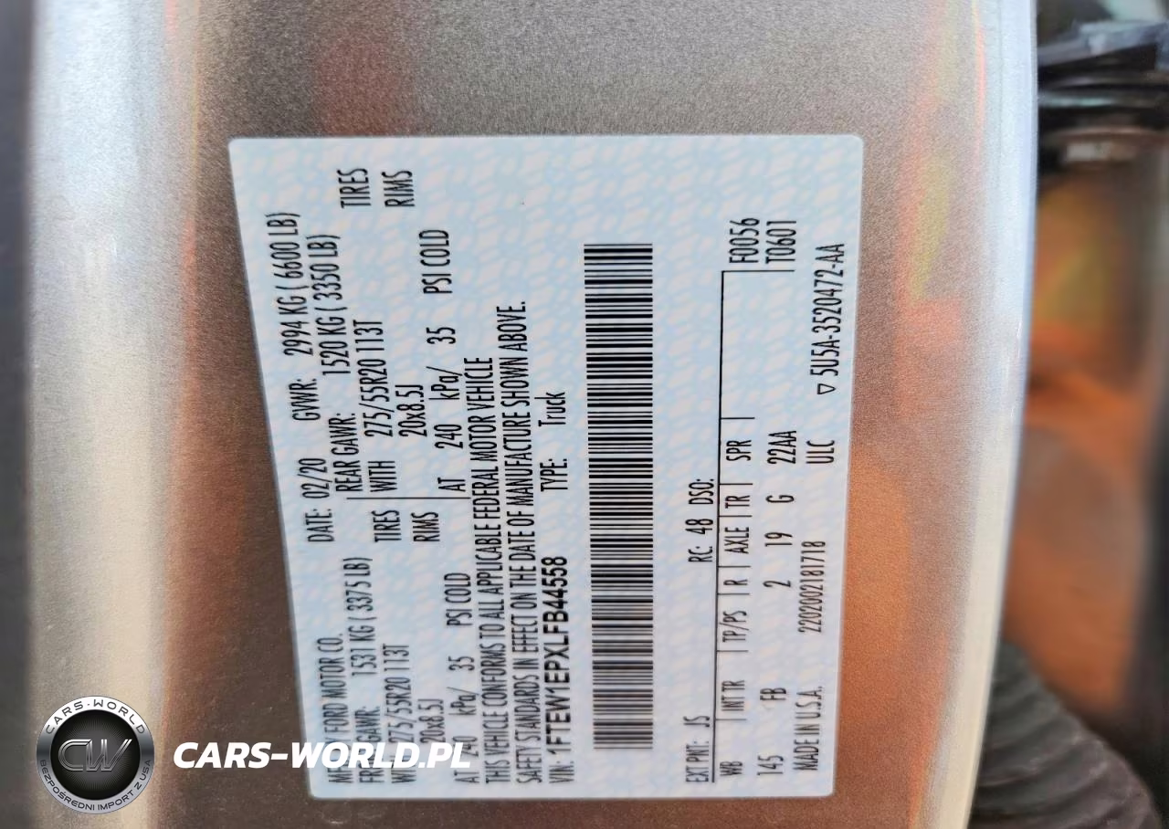 2020 Ford F150 Supercrew VIN:1FTEW1EPXLFB44558 - 12