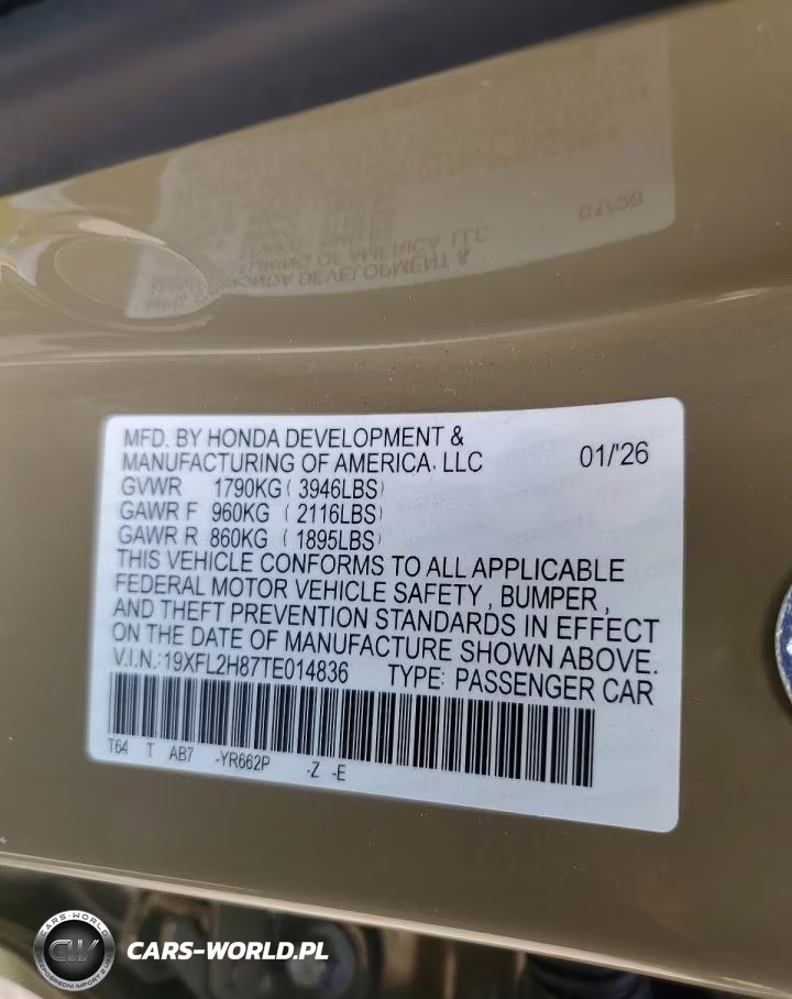 2026 Honda Civic Sport VIN:19XFL2H87TE014836 - 12