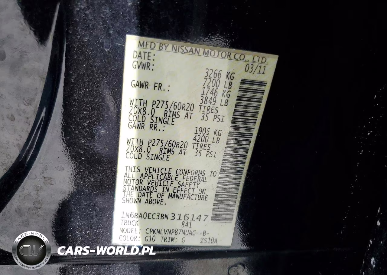 2011 Nissan Titan Sv VIN:1N6BA0EC3BN316147 - 12