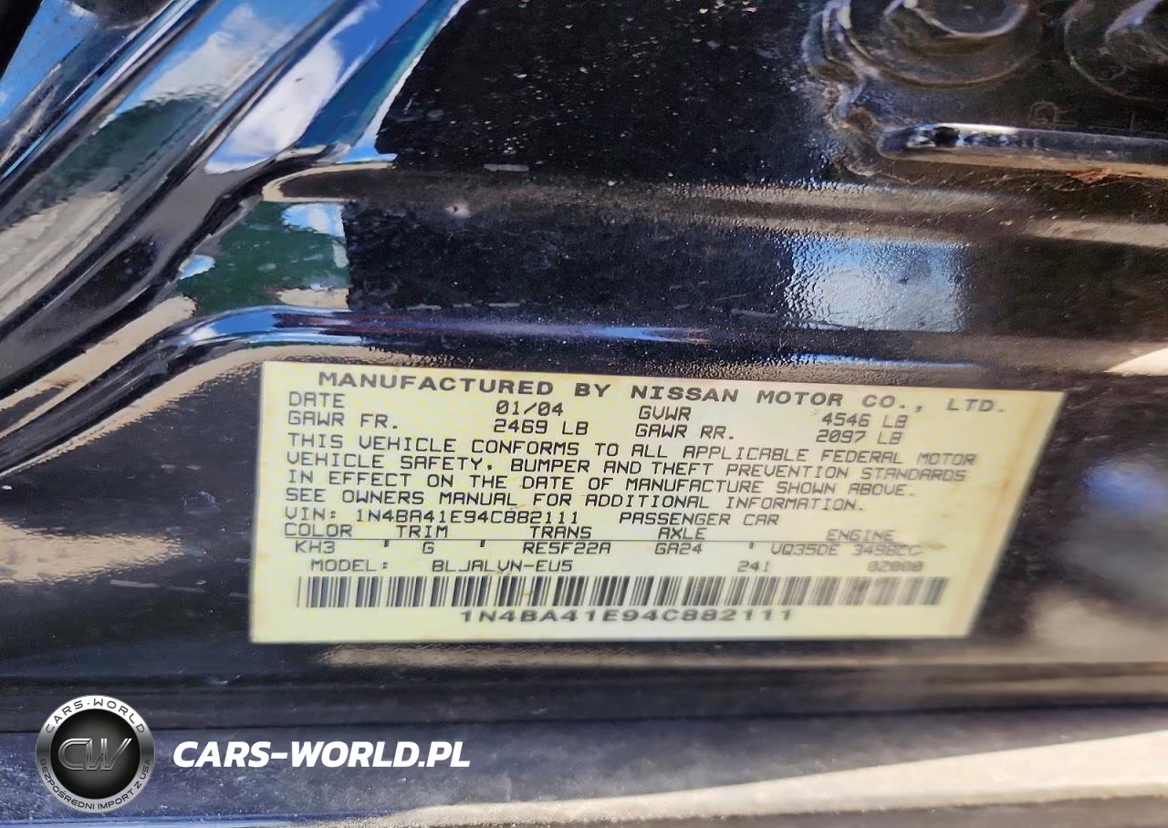 2004 Nissan Maxima VIN:1N4BA41E94C882111 - 13