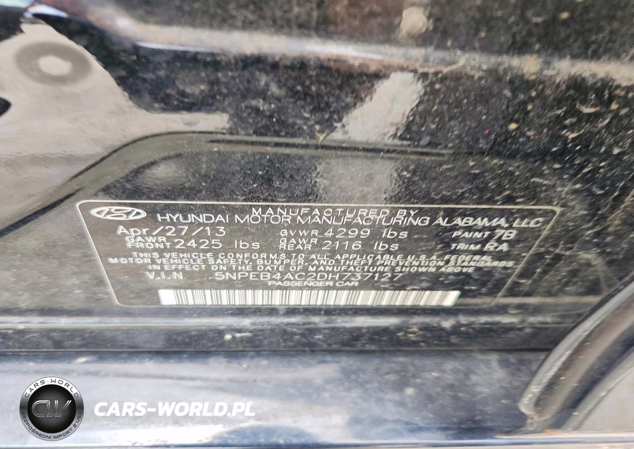 2013 Hyundai Sonata Gls VIN:5NPEB4AC2DH737127 - 12