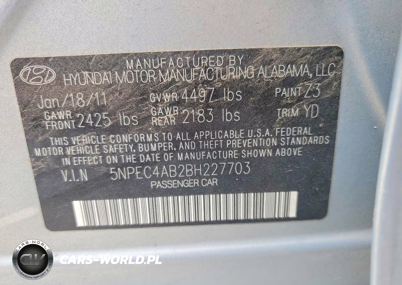 2011 Hyundai Sonata Limited 2.0T VIN:5NPEC4AB2BH227703 - 12