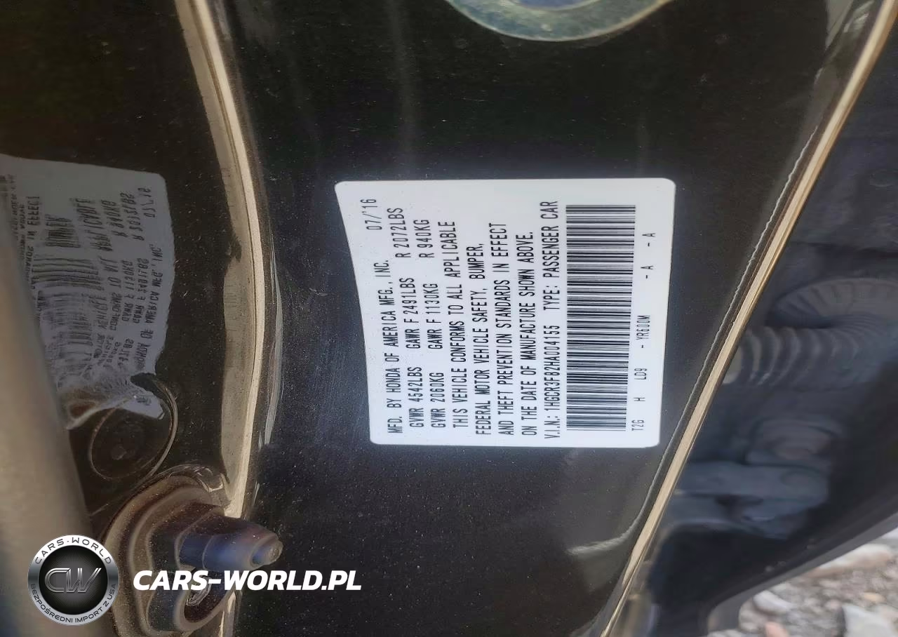 2017 Honda Accord Exl VIN:1HGCR3F82HA004155 - 12