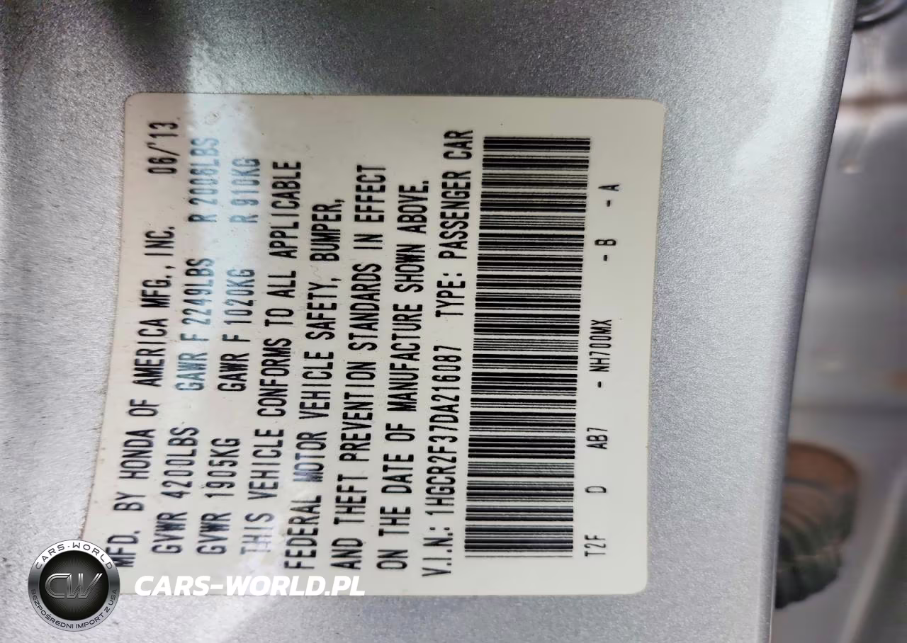 2013 Honda Accord Lx VIN:1HGCR2F37DA216087 - 12
