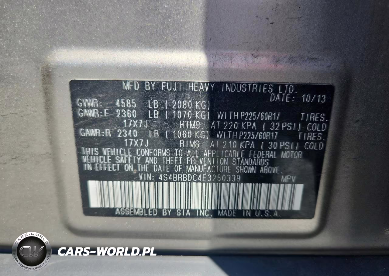 2014 Subaru Outback 2.5I Premium VIN:4S4BRBDC4E3250339 - 13