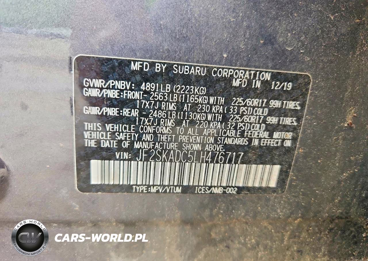 2020 Subaru Forester VIN:JF2SKADC5LH476717 - 14
