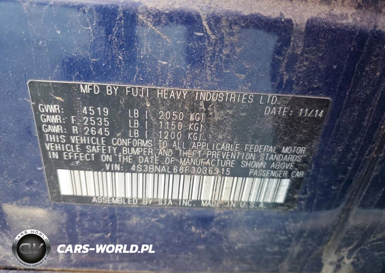 SUBARU LEGACY 2.5 VIN:4S3BNAL66F3036315 - 12