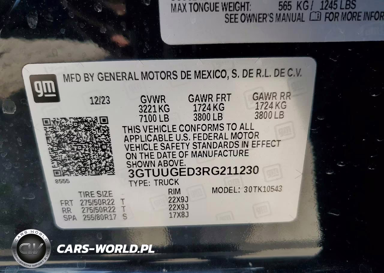 2024 GMC Sierra K1500 Denali VIN:3GTUUGED3RG211230 - 12