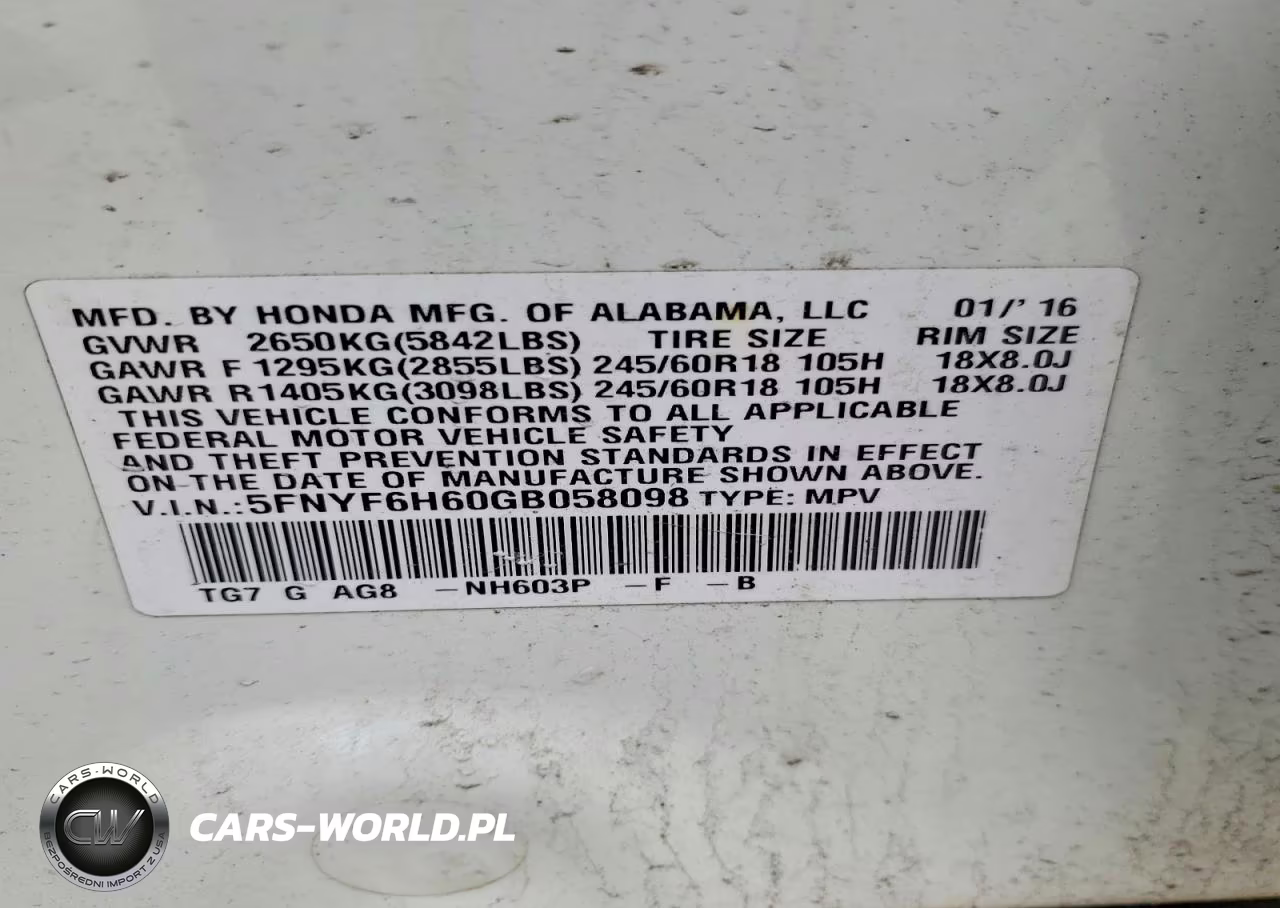 2016 Honda Pilot Exl VIN:5FNYF6H60GB058098 - 14