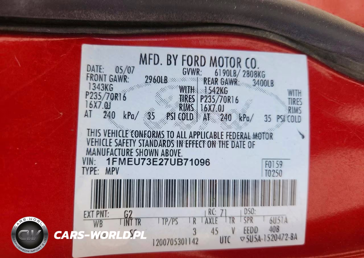 2007 Ford Explorer Xlt VIN:1FMEU73E27UB71096 - 12