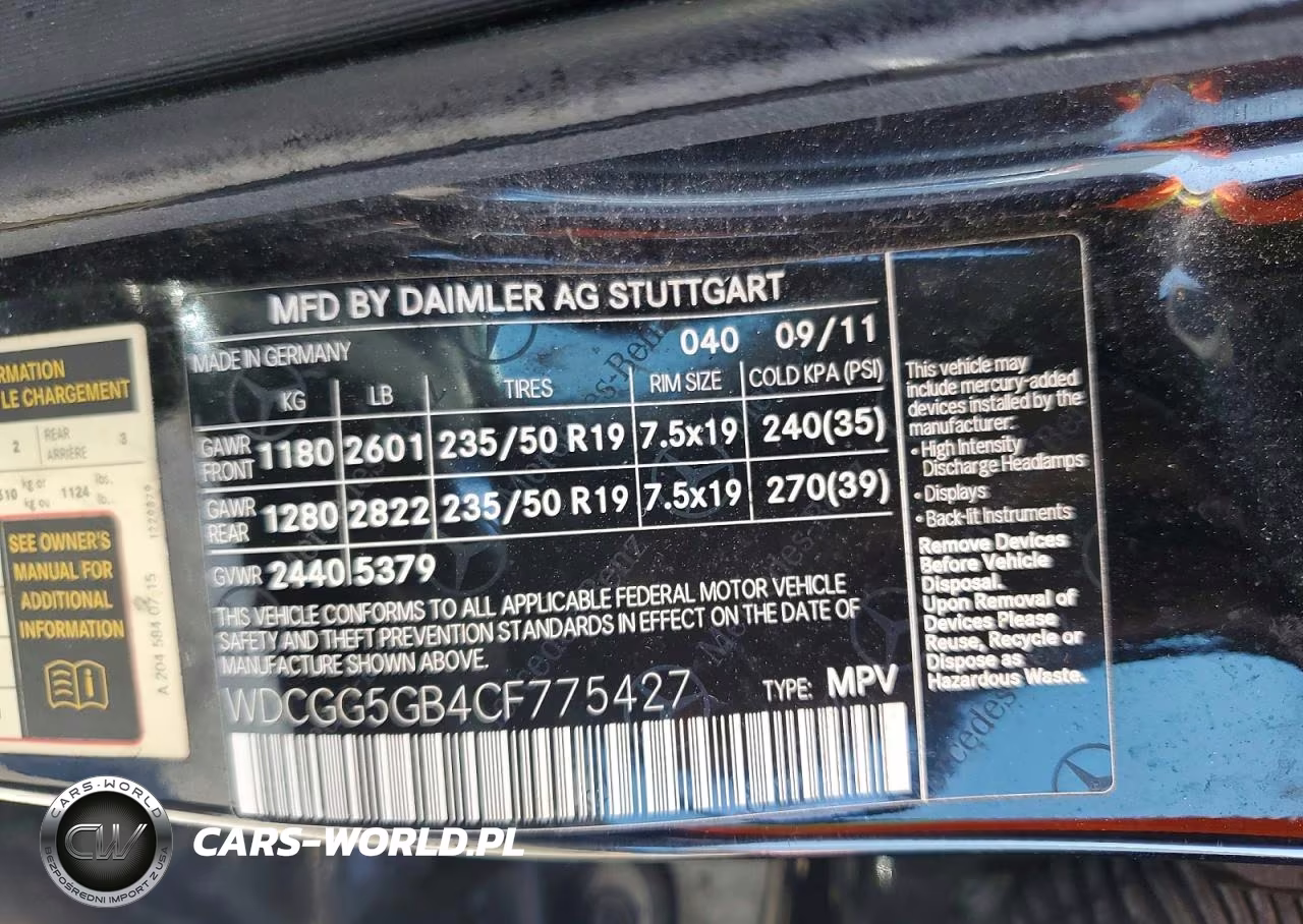 2012 Mercedes-Benz Glk 350 VIN:WDCGG5GB4CF775427 - 14