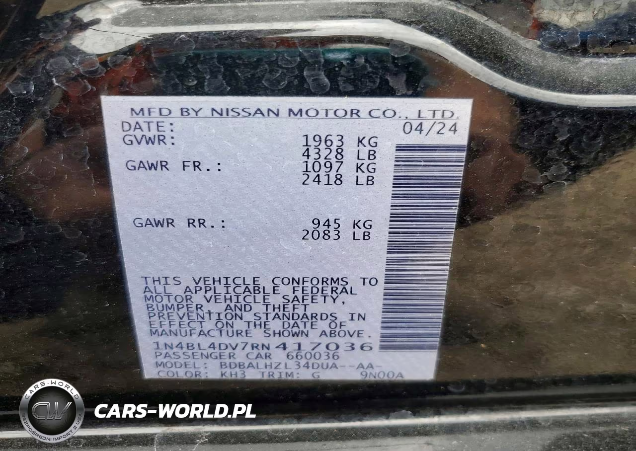 2024 Nissan Altima 2.5 Sv VIN:1N4BL4DV7RN417036 - 12